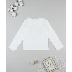 Camiseta blanca niña con bordados florales*Prenatal Discount