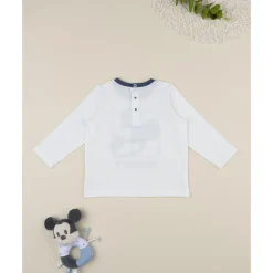 Camiseta blanca y azul de manga larga para niño Mickey Mouse*Prenatal Sale
