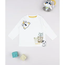 Camiseta blanca “You make me happy” para niño Niño·Bebé Niño 3-36 Meses|Bebé Niño 3-36 Meses·Camisas Y Camisetas