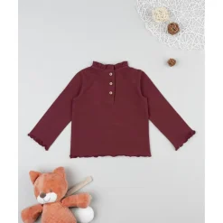 Camiseta burdeos de manga larga con oso para niña*Prenatal New