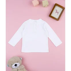 Camiseta cuello alto niña blanca con osito*Prenatal Hot