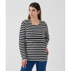 Camiseta de lactancia con estampado de rayas blanco/azul*Prenatal Outlet