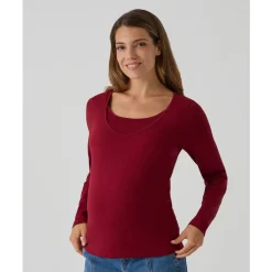 New Camiseta de lactancia roja de manga larga en punto elástico Premamá·Moda|Moda·Camisetas