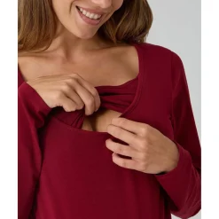 New Camiseta de lactancia roja de manga larga en punto elástico Premamá·Moda|Moda·Camisetas