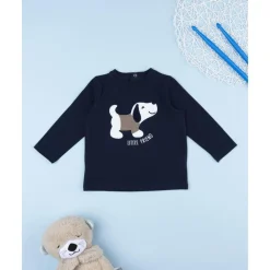 Camiseta de manga larga azul con estampado de perrito*Prenatal Sale