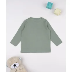 Camiseta de manga larga para niño verde con osito Niño·Bebé Niño 3-36 Meses|Bebé Niño 3-36 Meses·Camisas Y Camisetas