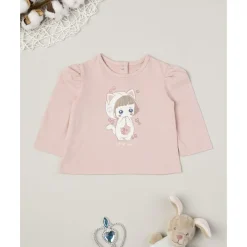 Outlet Camiseta de niña rosa con estampado Oeko-Tex Recién Nacido·Ropa Y Accesorios|Ropa Y Accesorios·Camisetas