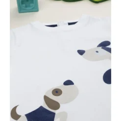 Camiseta de niño blanca con estampado de perritos*Prenatal Hot