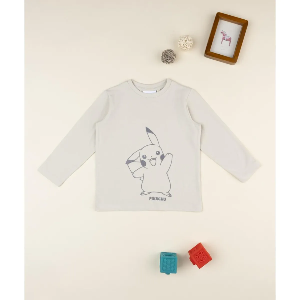 Camiseta de niño Pokémon beige de manga larga*Prenatal Hot