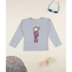 Camiseta gris estampada para niña*Prenatal Clearance