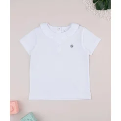Sale Camiseta Niña Blanca con Detalle de Margarita y Cuello Colgante Bebé Niña 3-36 Meses·Camisas Y Camisetas|Niña·Bebé Niña 3-36 Meses