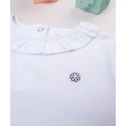 Sale Camiseta Niña Blanca con Detalle de Margarita y Cuello Colgante Bebé Niña 3-36 Meses·Camisas Y Camisetas|Niña·Bebé Niña 3-36 Meses