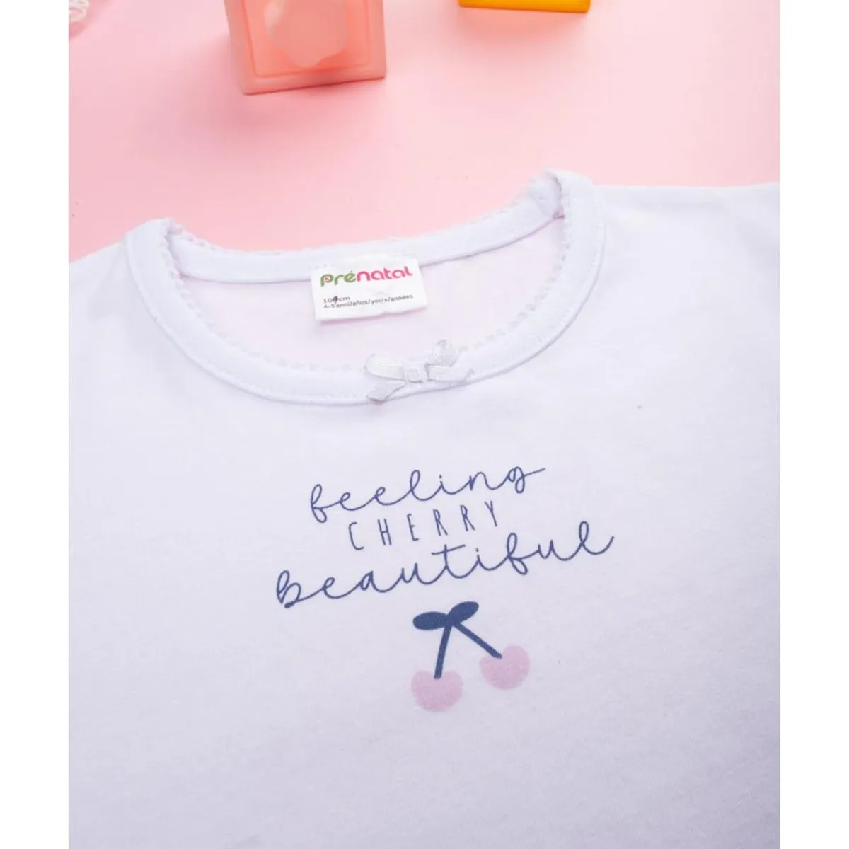 Camiseta niña blanca con estampado de cerezas*Prenatal Online