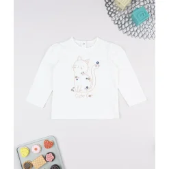 Camiseta niña blanca con gatito*Prenatal Outlet