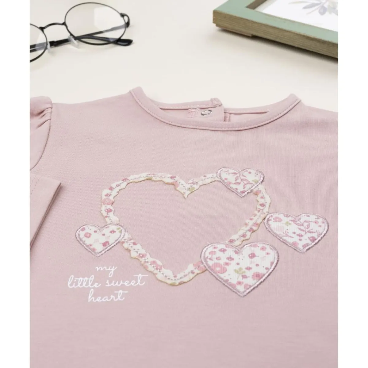 Outlet Camiseta niña rosa patch corazones Niña·Bebé Niña 3-36 Meses|Bebé Niña 3-36 Meses·Camisas Y Camisetas