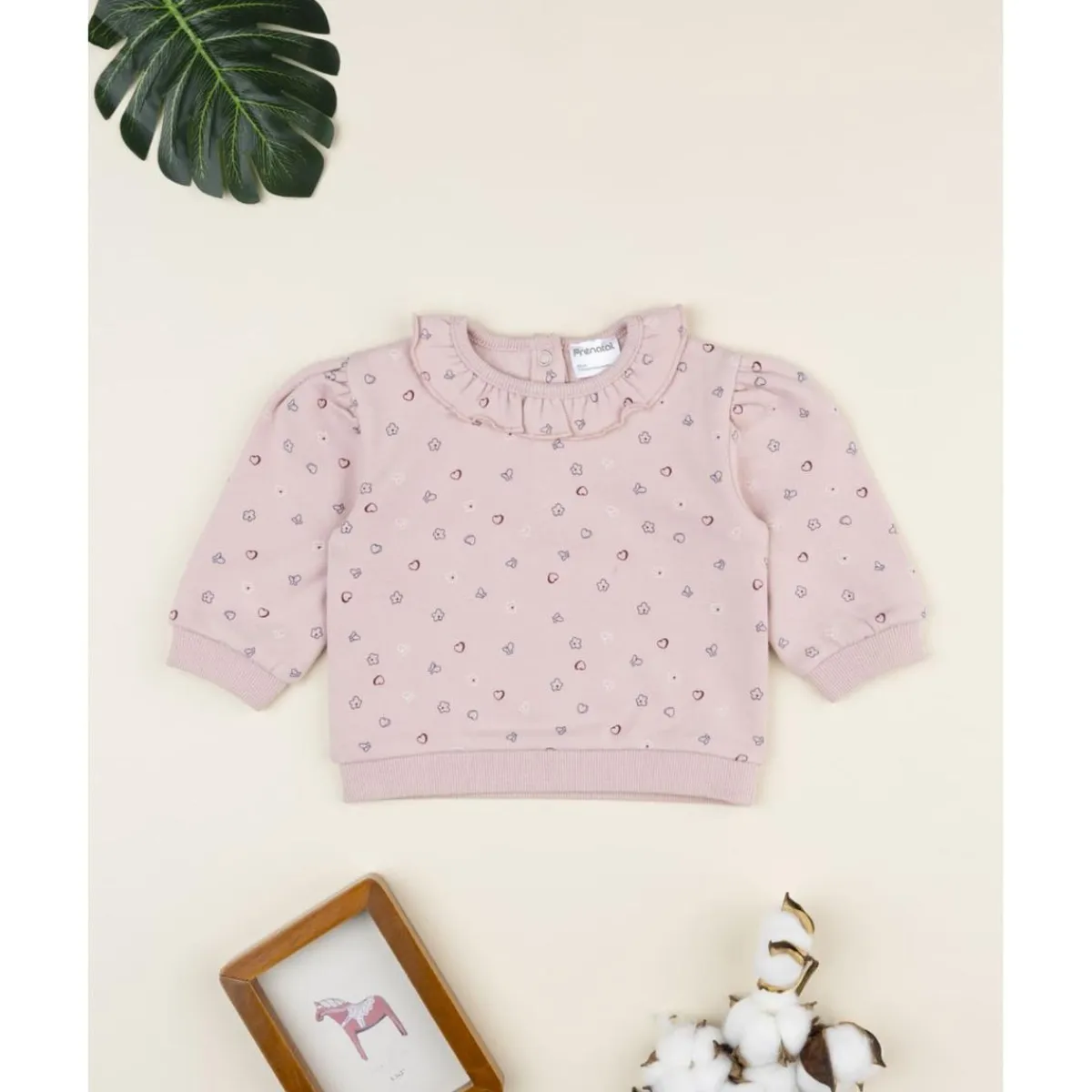 Camiseta rosa de niña con corazones y volantes*Prenatal New