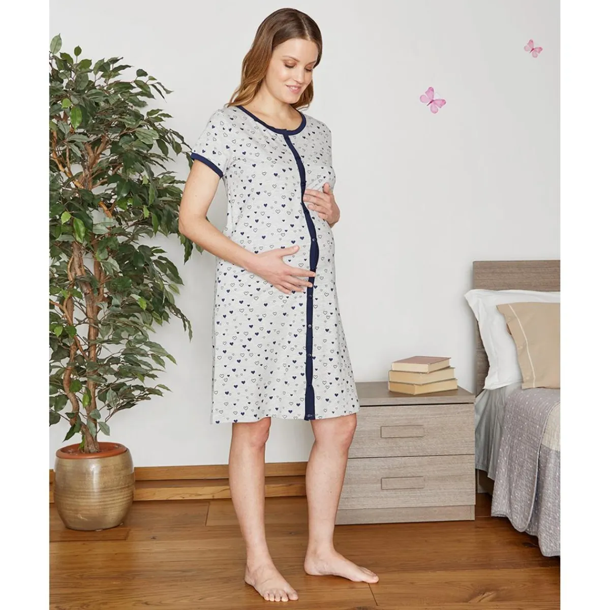 Camisón de maternidad con estampado de corazones*Prenatal