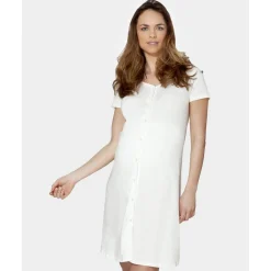 Discount Camisón de parto de manga corta totalmente abierto blanco Premamá·Íntimo Y Noche|Íntimo Y Noche·Camisetas Interiores Y Body