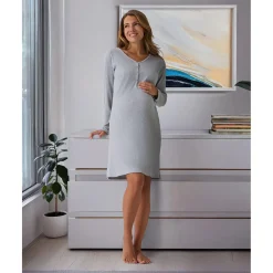 Outlet Camisón premamá gris de canalé Premamá·Íntimo Y Noche|Íntimo Y Noche·Pijamas Y Camisones