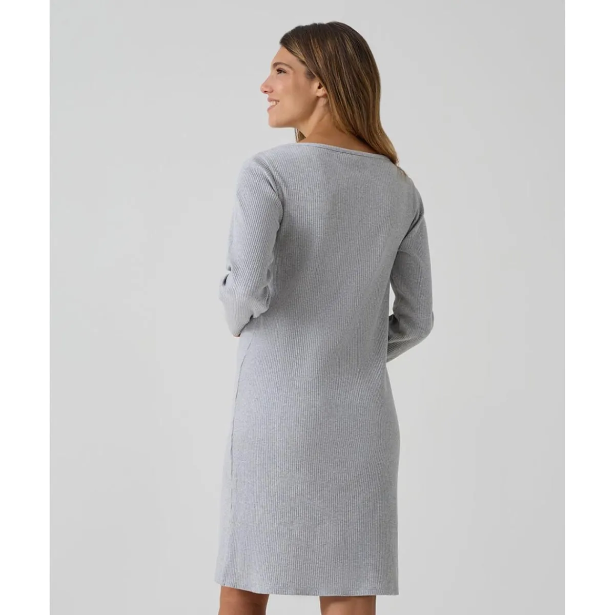 Outlet Camisón premamá gris de canalé Premamá·Íntimo Y Noche|Íntimo Y Noche·Pijamas Y Camisones