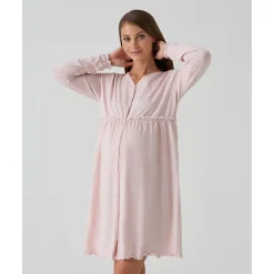 Camisón premamá rosa con volantes y lunares para embarazo y lactancia*Prenatal Discount