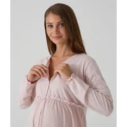 Camisón premamá rosa con volantes y lunares para embarazo y lactancia*Prenatal Discount