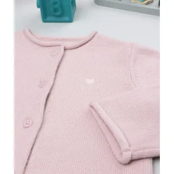 Cardigan rosa de punto con cuello redondo para niña*Prenatal