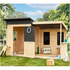 Casa infantil de madera con terraza cubierta San Diego*SOULET Outlet