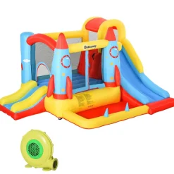 Castillo Hinchable Cohete con piscina, 2 toboganes, minimuro de escalada y cama de salto 330 cm*OUTSUNNY Discount