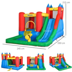 Castillo Hinchable con piscina, tobogán, muro de escalada y cama de salto 330 cm*OUTSUNNY Sale