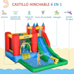 Castillo Hinchable con piscina, tobogán, muro de escalada y cama de salto 330 cm*OUTSUNNY Sale