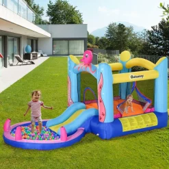 Castillo Hinchable Pulpo con tobogán 360 cm*OUTSUNNY Discount