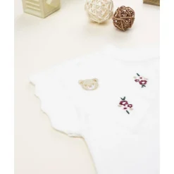 Chaleco de niña blanco bordado*Prenatal Sale