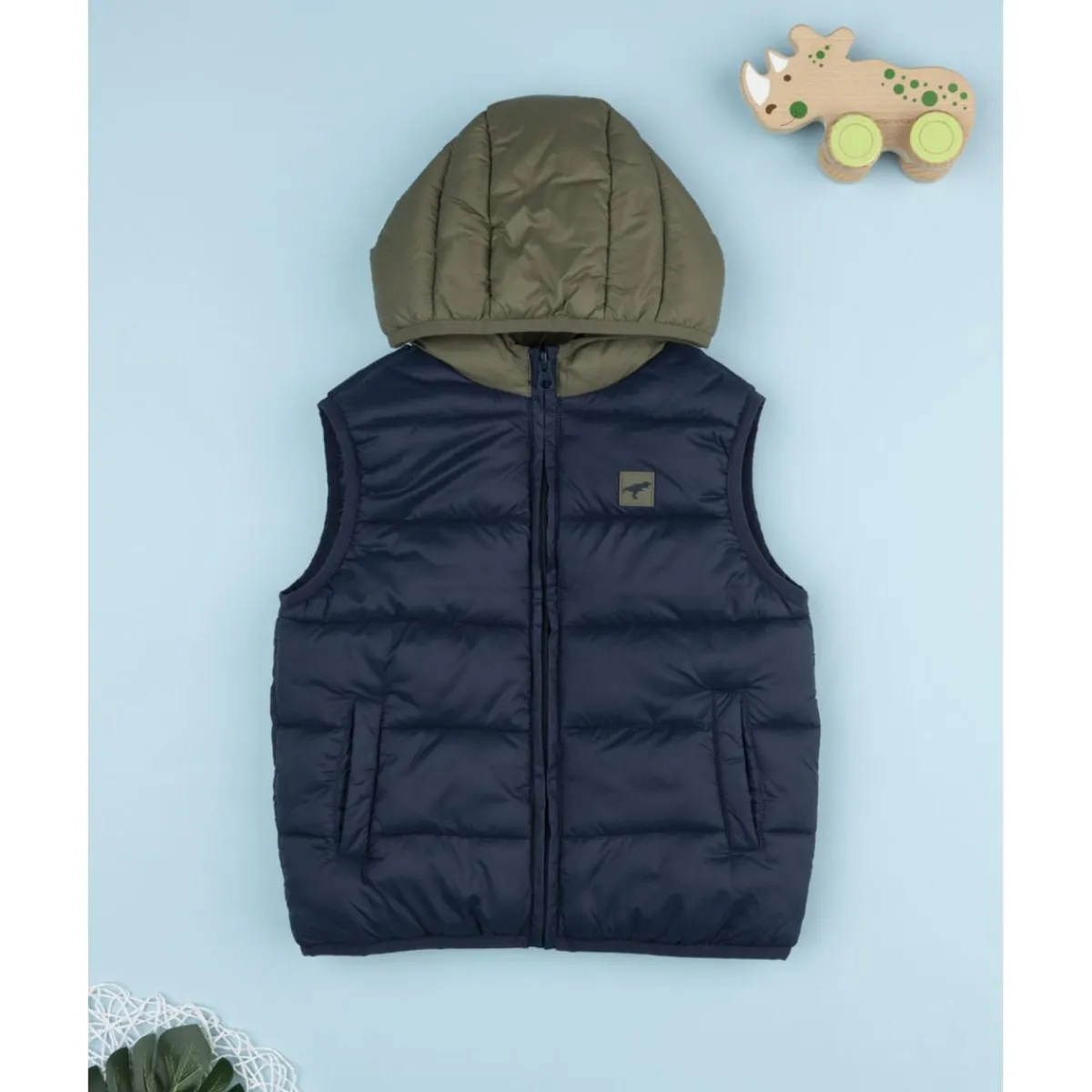 Chaleco infantil bicolor azul y verde*Prenatal Hot