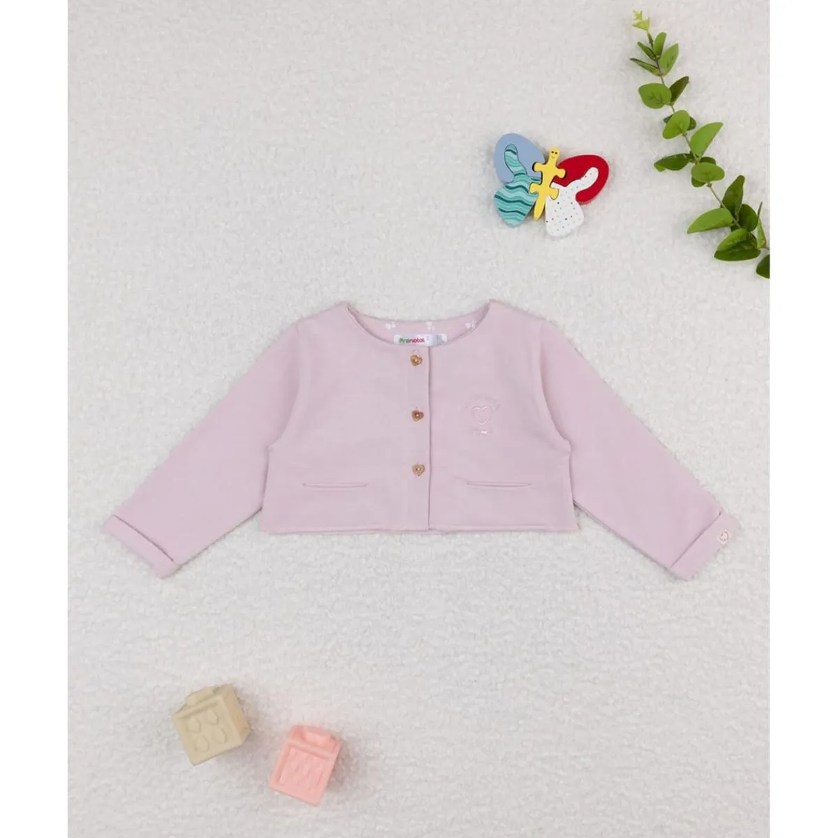 Chaqueta niña rosa con bordado de corazón*Prenatal Sale