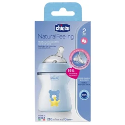 - Biberón Natural Feeling 250ml Azul 2m+*CHICCO