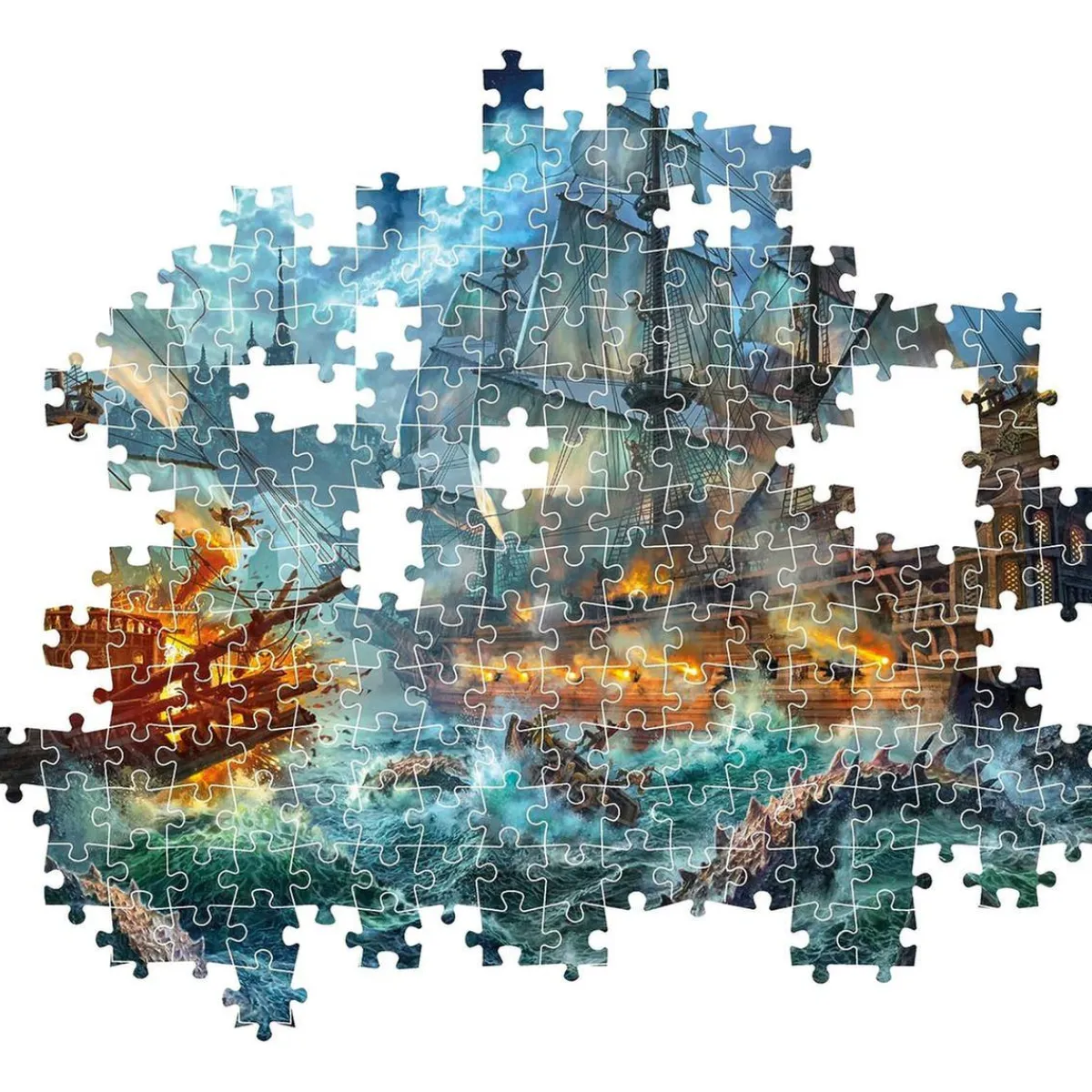 - Batalla de Piratas - Puzzle de 1000 Piezas para Adultos, Ilustración Multicolor ㅤ Juegos Y Puzzles