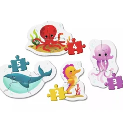 - Mis primeros Puzzles Progresivos 3-6-9-12 - Vida Marina Juegos Y Puzzles
