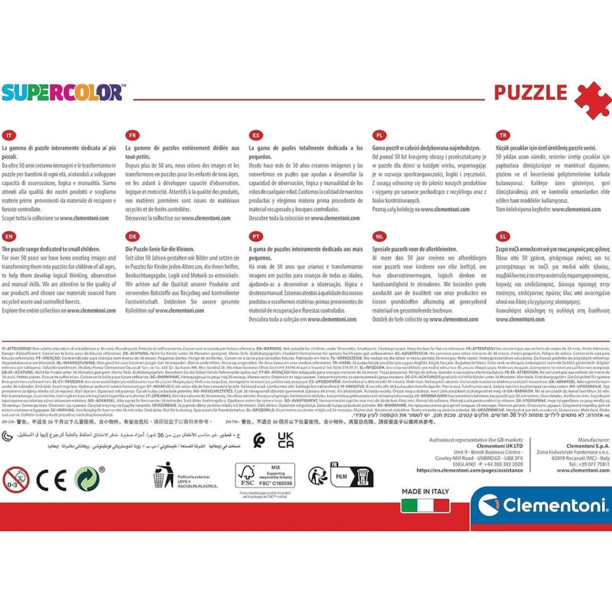 - Rompecabezas Supercolor de Dibujos Animados de 104 Piezas ㅤ*CLEMENTONI Best
