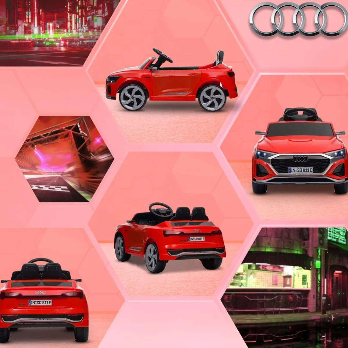 Coche Eléctrico Infantil Audi Q8 Etron Sportback 12V Rojo*AIYAPLAY Hot