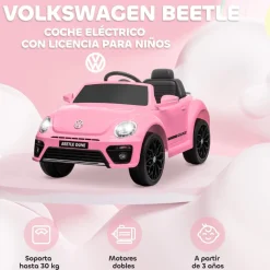 Best Coche eléctrico Volkswagen Beetle Rosa Vehículos De Batería O A Pedales