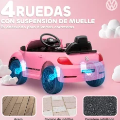 Best Coche eléctrico Volkswagen Beetle Rosa Vehículos De Batería O A Pedales