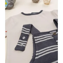 Conjunto bebé con peto gris y marrón*Prenatal Best