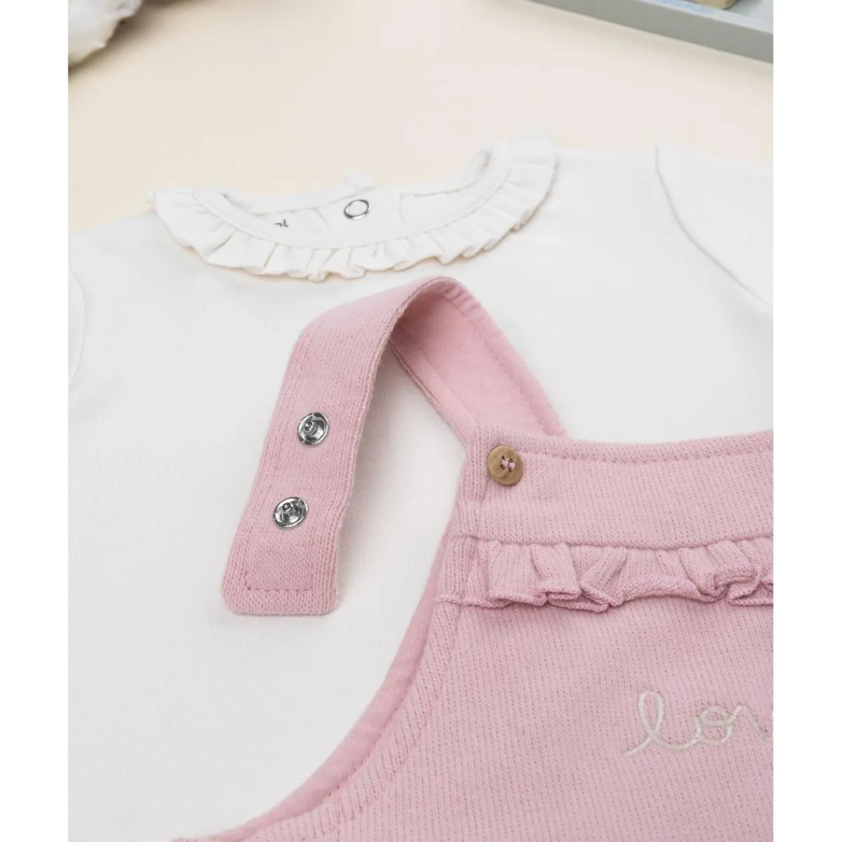 Conjunto bebé con peto rosa*Prenatal Best