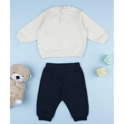 Conjunto jogging bebé beige y azul con ositos*Prenatal New