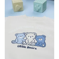 Conjunto jogging bebé beige y azul con ositos*Prenatal New