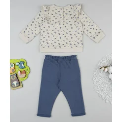 Conjunto niña beige y azul con flores Niña·Bebé Niña 3-36 Meses|Bebé Niña 3-36 Meses·Vestidos, Conjuntos Y Deporte