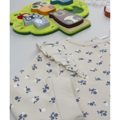 Conjunto niña beige y azul con flores Niña·Bebé Niña 3-36 Meses|Bebé Niña 3-36 Meses·Vestidos, Conjuntos Y Deporte