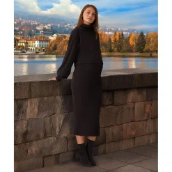 Discount Conjunto premamá de punto negro con falda y jersey Premamá·Moda