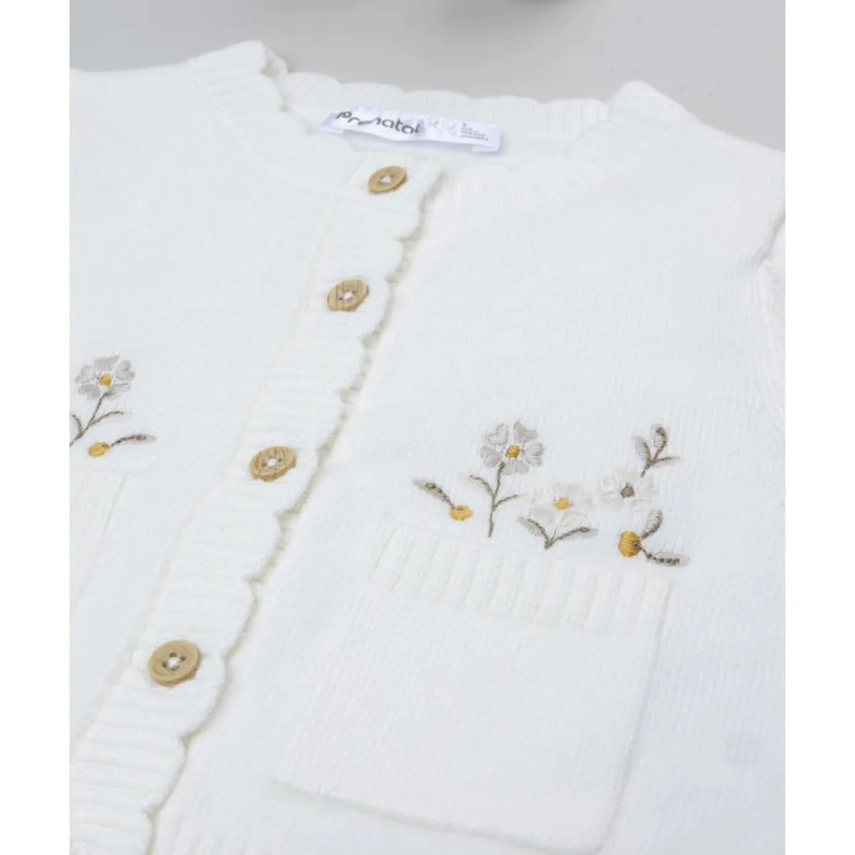 Cárdigan tricot de niña con flores bordadas*Prenatal Hot